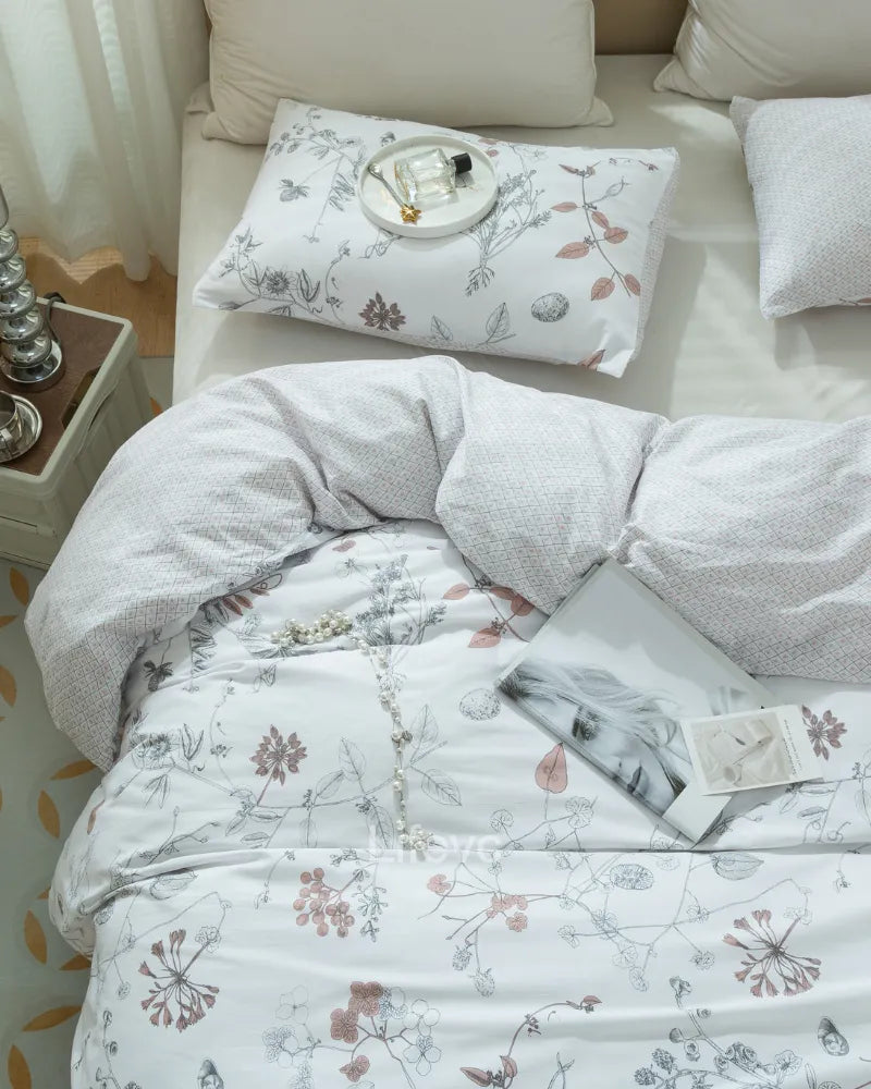 LC Cotton Floral Duvet Cover Set Garden Bedding Cover Set