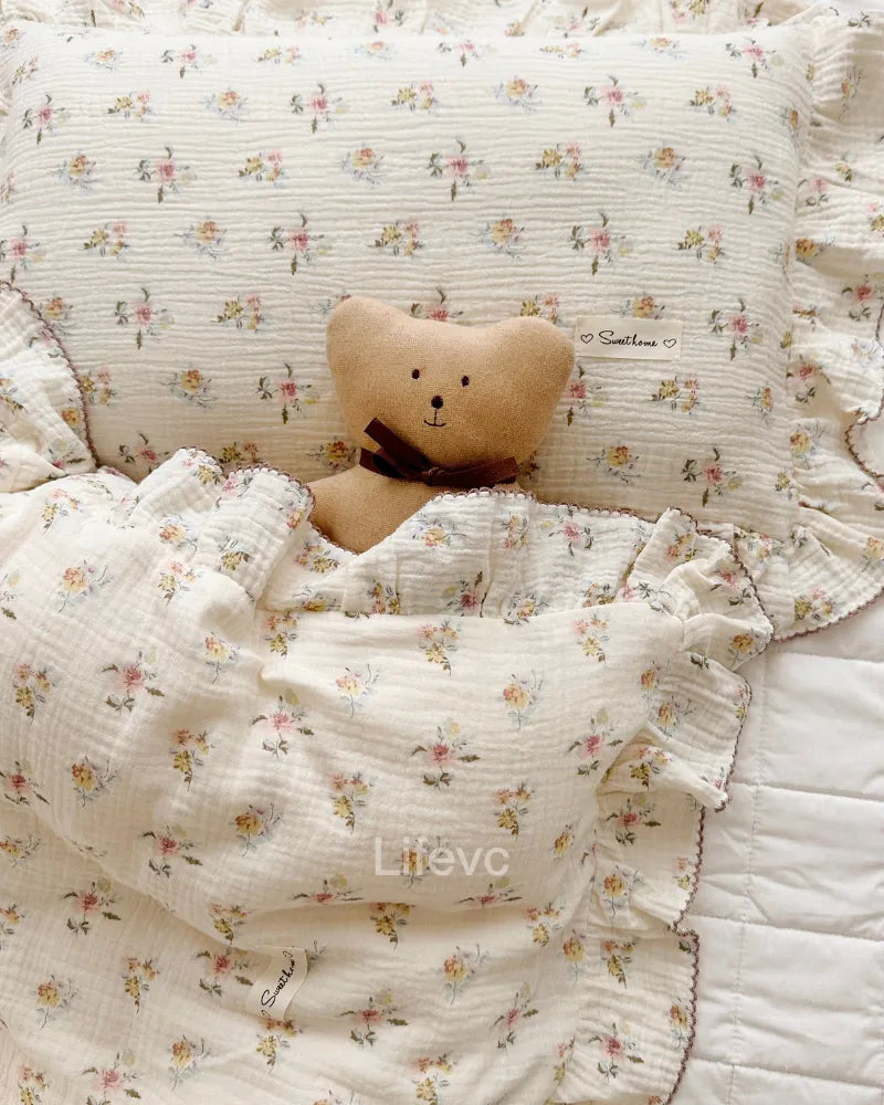 LC Cotton Muslin Toddler Pillowcase Cute Azalea Flowers