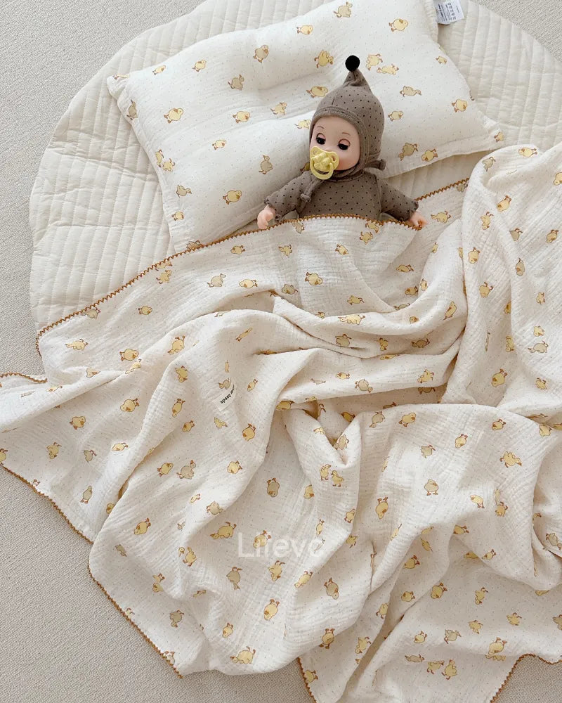 LC Cute Duck Pattern Muslin Cotton Newborn Receiving Blanket