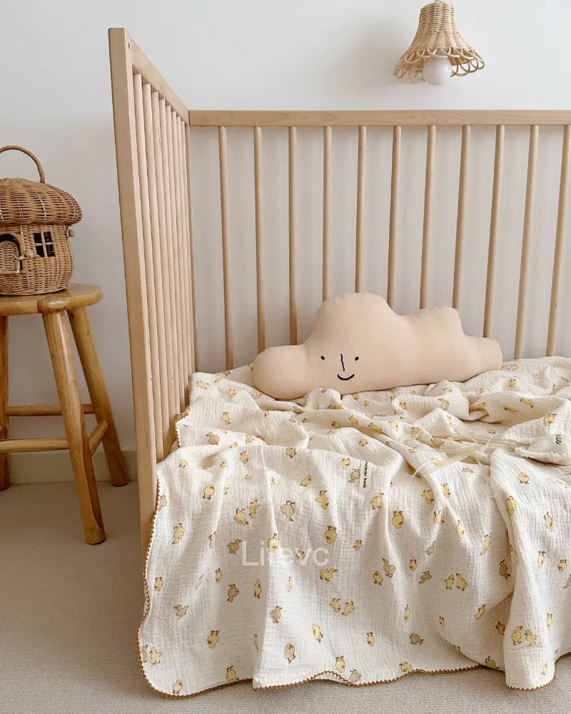LC Cute Duck Pattern Muslin Cotton Newborn Receiving Blanket