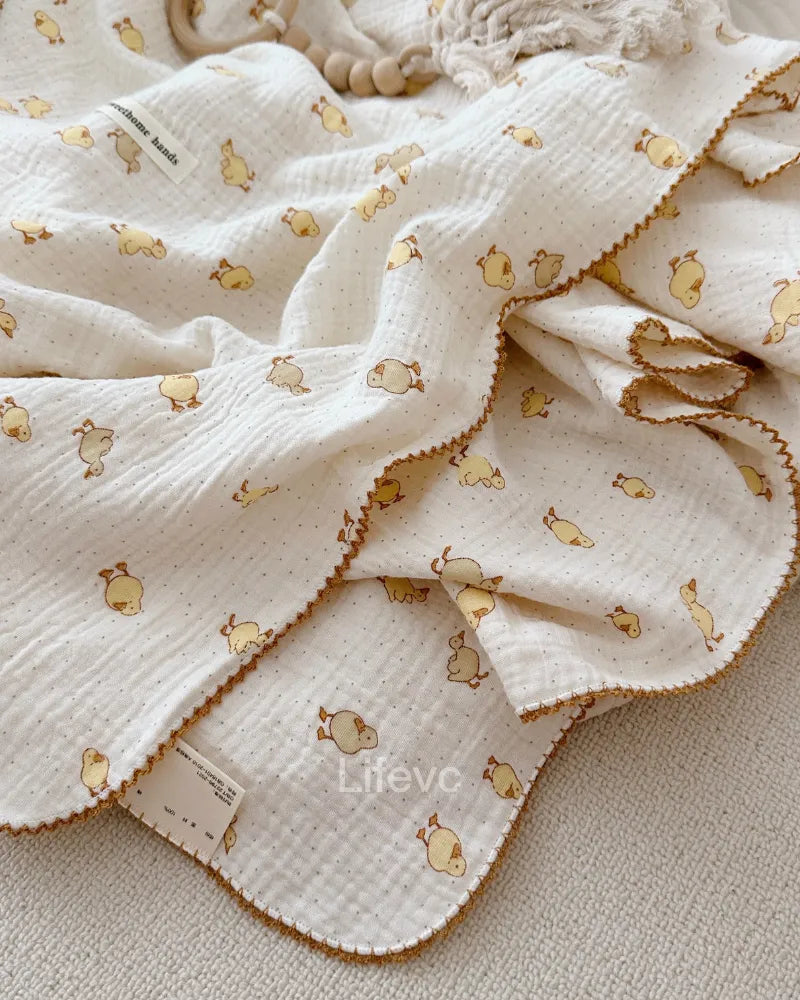 LC Cute Duck Pattern Muslin Cotton Newborn Receiving Blanket