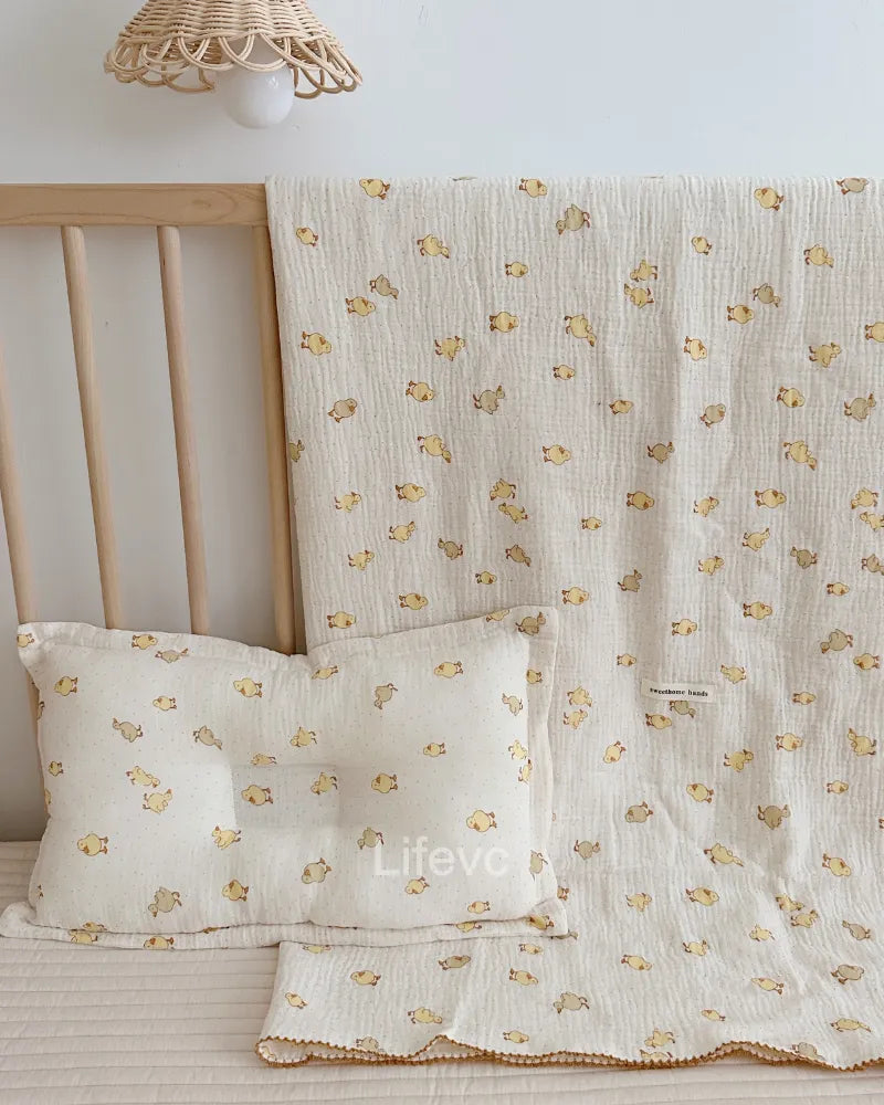 LC Cute Duck Pattern Muslin Cotton Newborn Receiving Blanket
