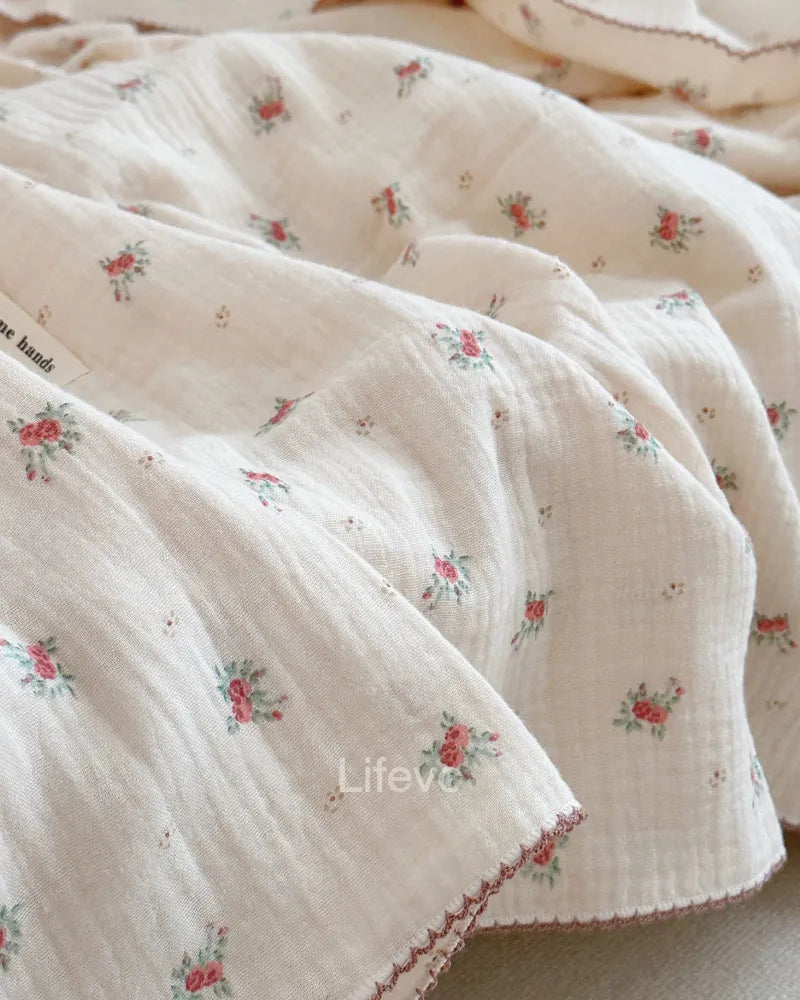 LC Cute Newborn Muslin Cutton Blanket Breathable Crib Quilt