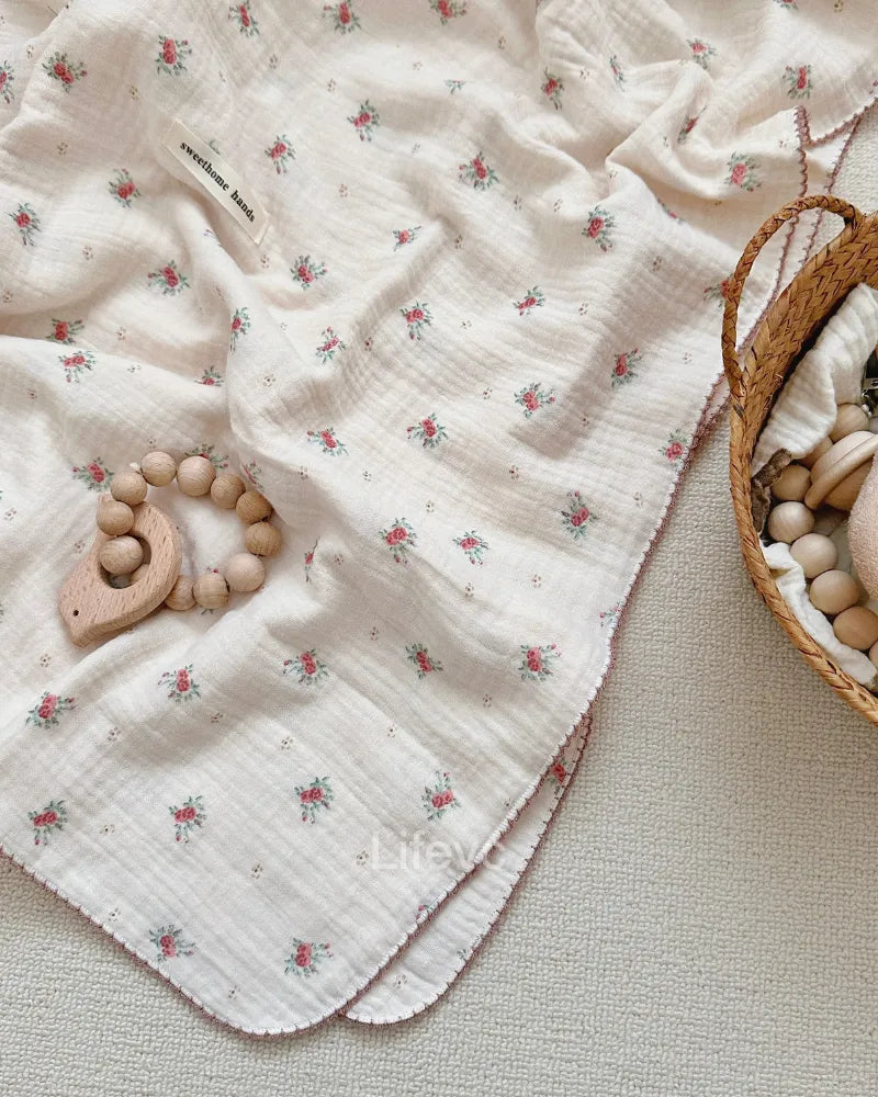 LC Cute Newborn Muslin Cutton Blanket Breathable Crib Quilt