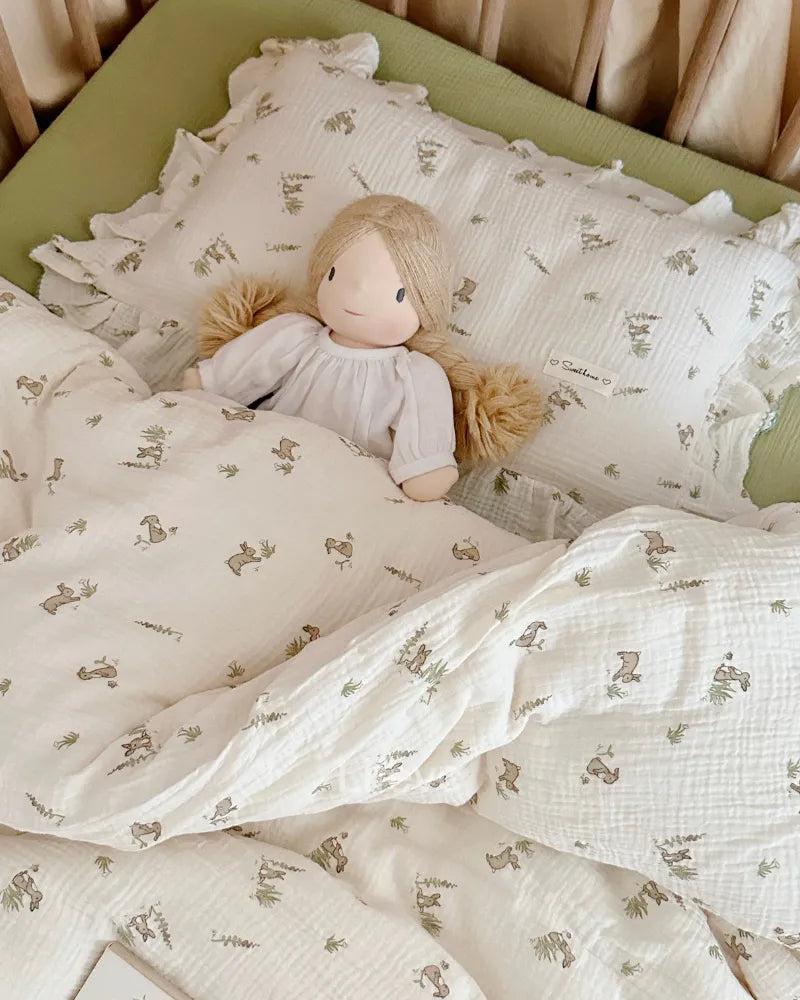 LC Cute Rabbit Print  Muslin Cotton Baby Pillowcase