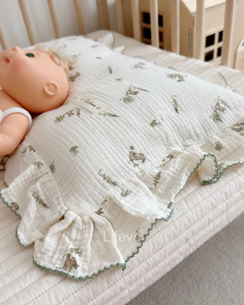 LC Cute Rabbit Print  Muslin Cotton Baby Pillowcase