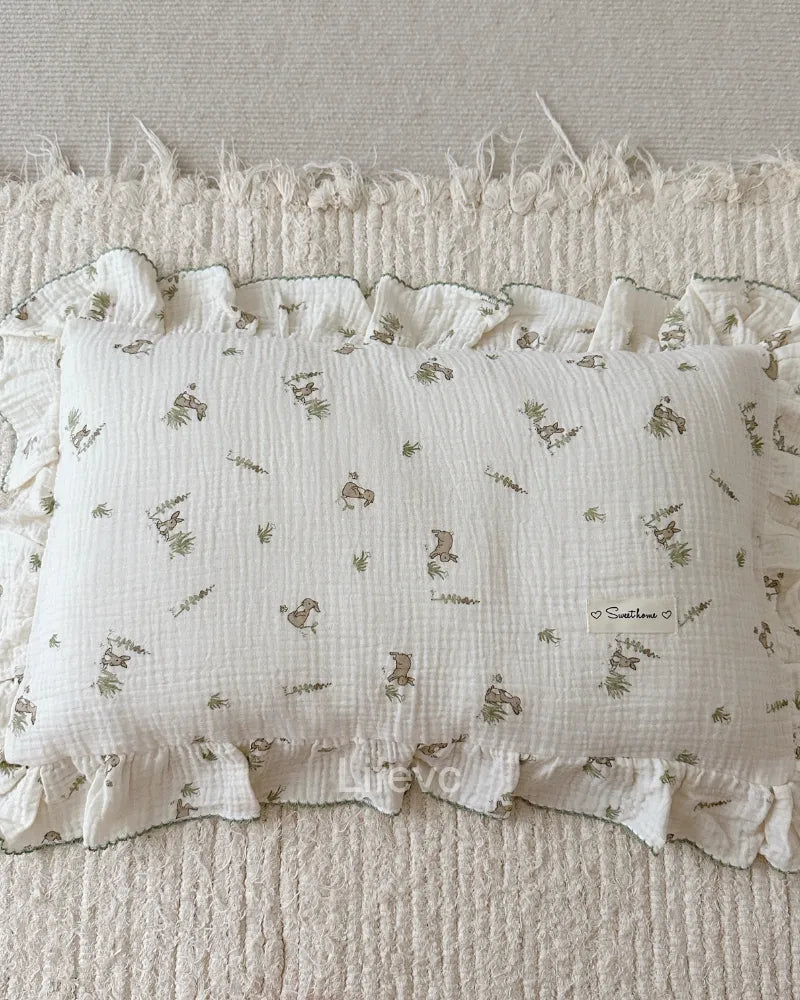 LC Cute Rabbit Print  Muslin Cotton Baby Pillowcase