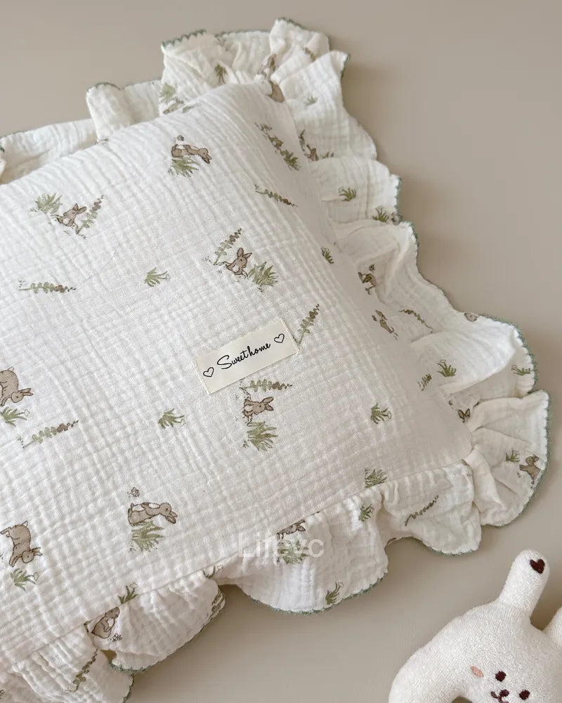 LC Cute Rabbit Print  Muslin Cotton Baby Pillowcase