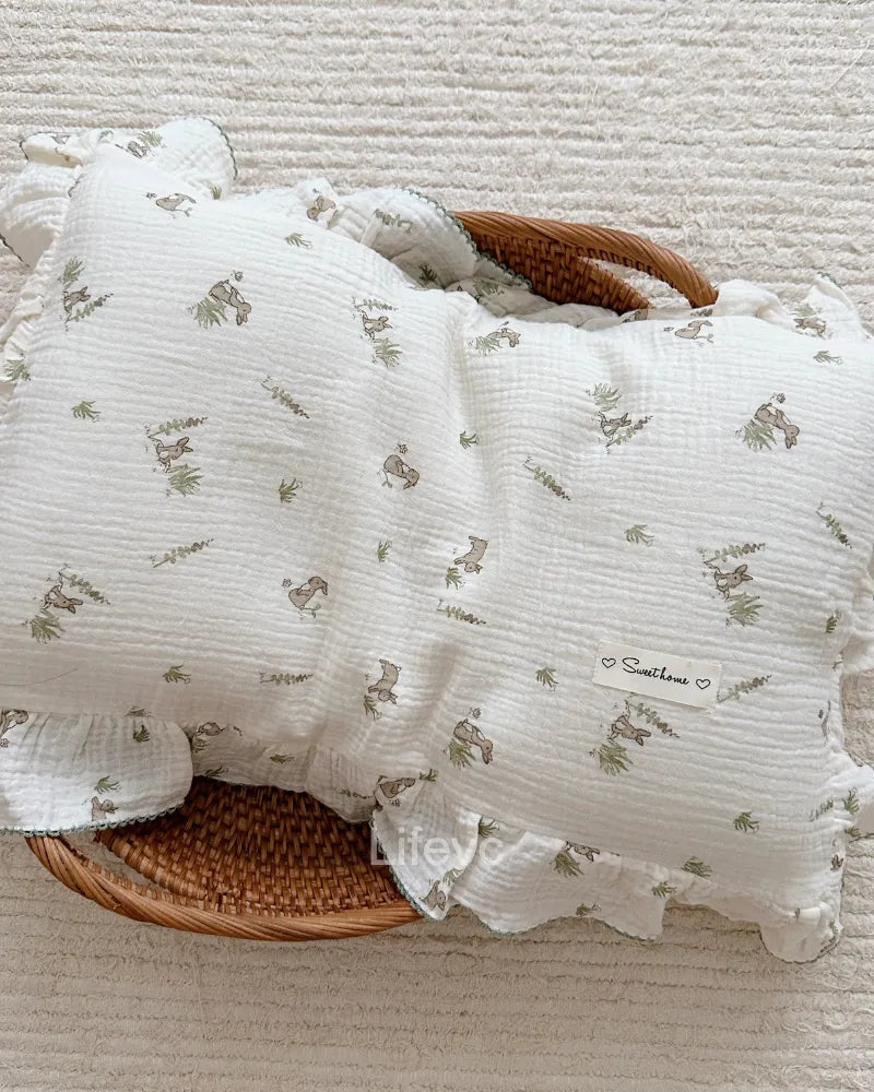 LC Cute Rabbit Print  Muslin Cotton Baby Pillowcase