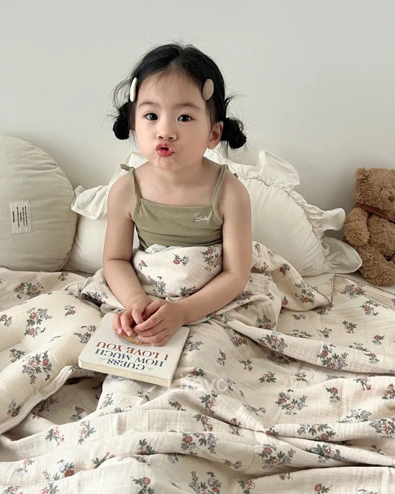 LC Floral Cotton Muslin Toddler Blanket For Kids Girls Boys