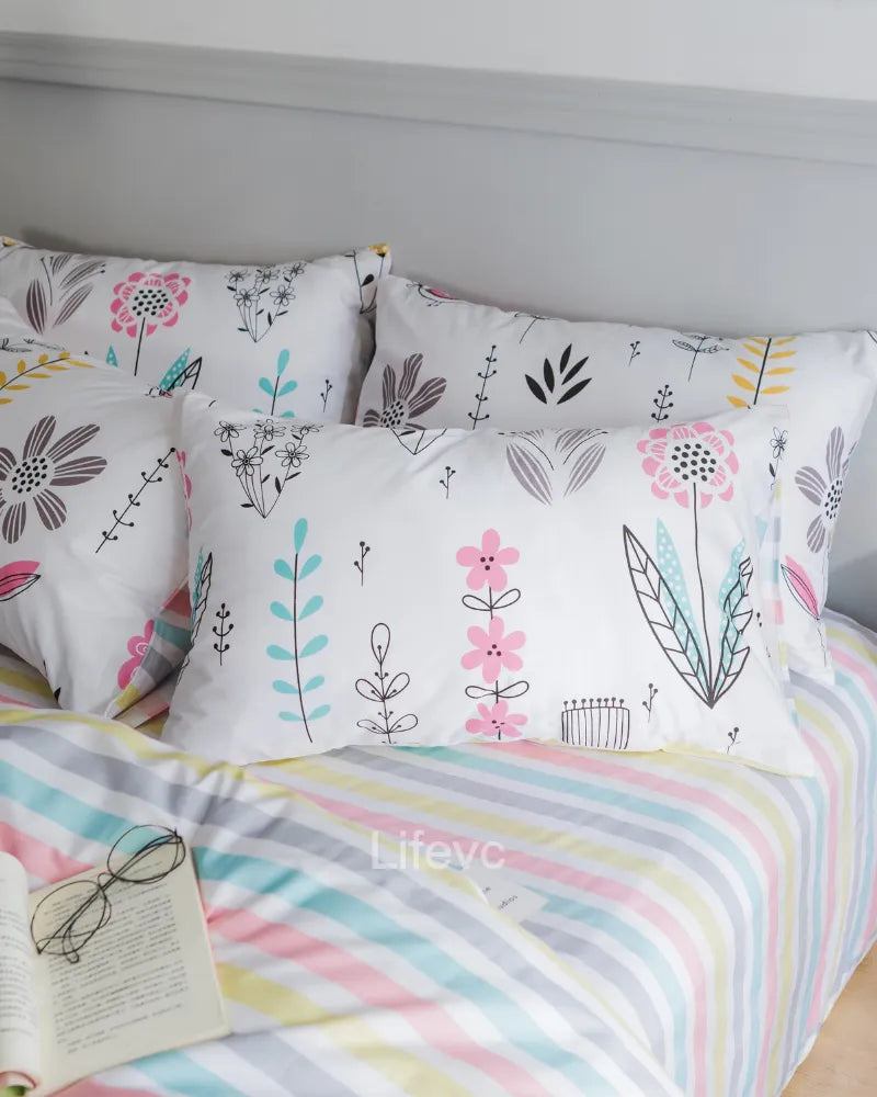 LC Floral Pink Chic Garden Duvet Cover With Zipper