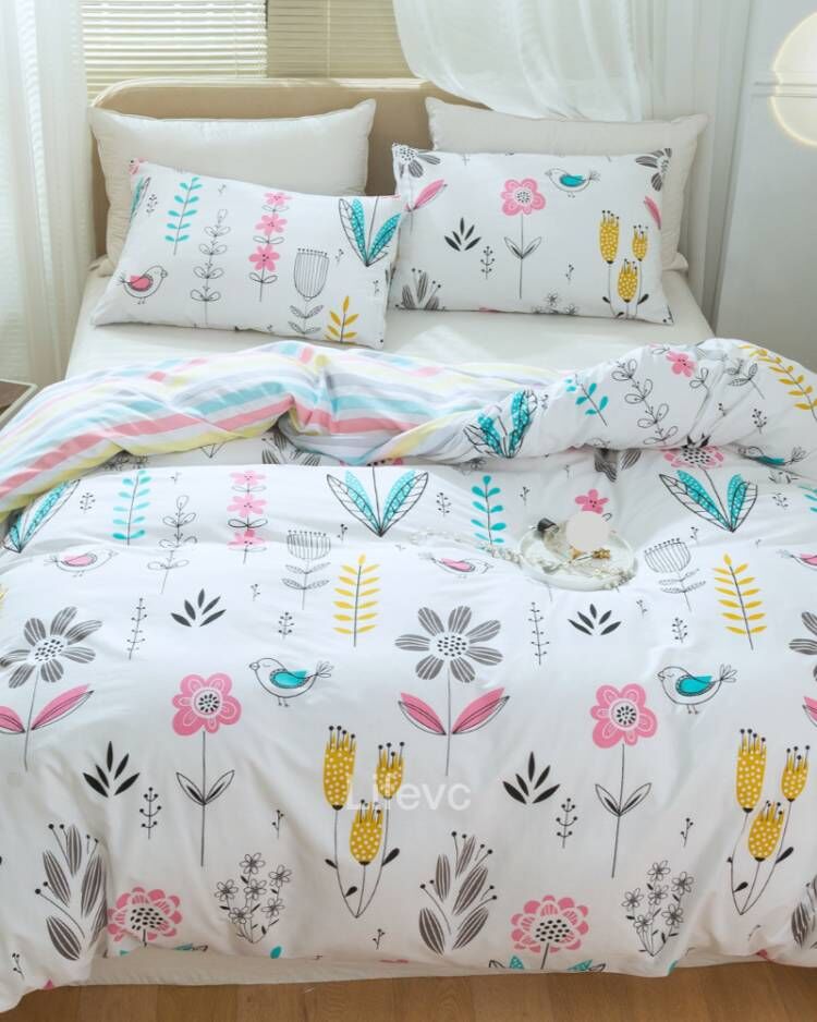 LC Floral Pink Duvet Cover Set Chic Garden Duvet Cover With Zipper