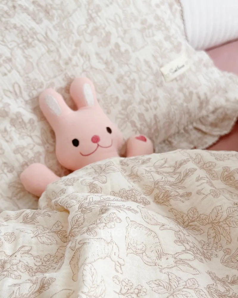 LC Ruffle Edge Garden Style Kids & Toddler Pillowcase With Rabbits