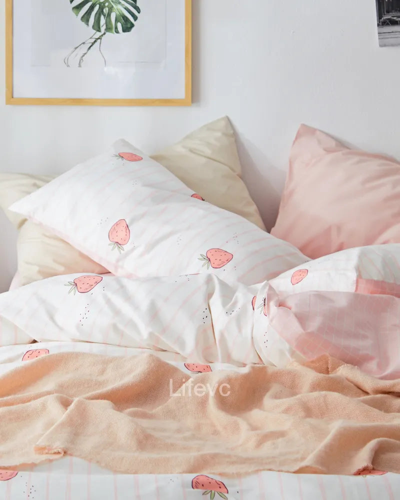 LC Soft Warm Duvet Covers Kawaii Print Comforter Cover Set
