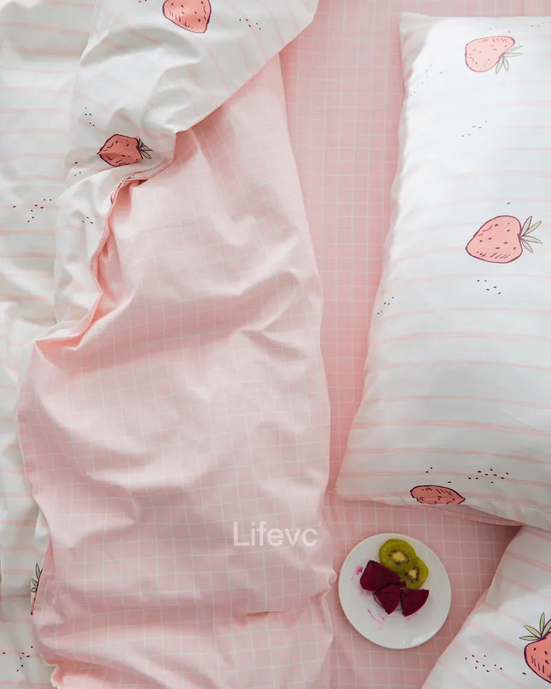 LC Soft Warm Duvet Covers Kawaii Print Comforter Cover Set