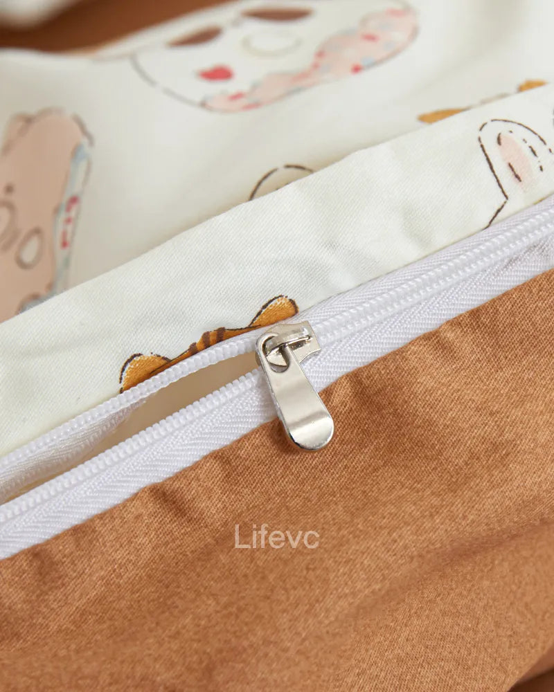LC Tan Cute Cartoon Pattern Kids Duvet Cover Set