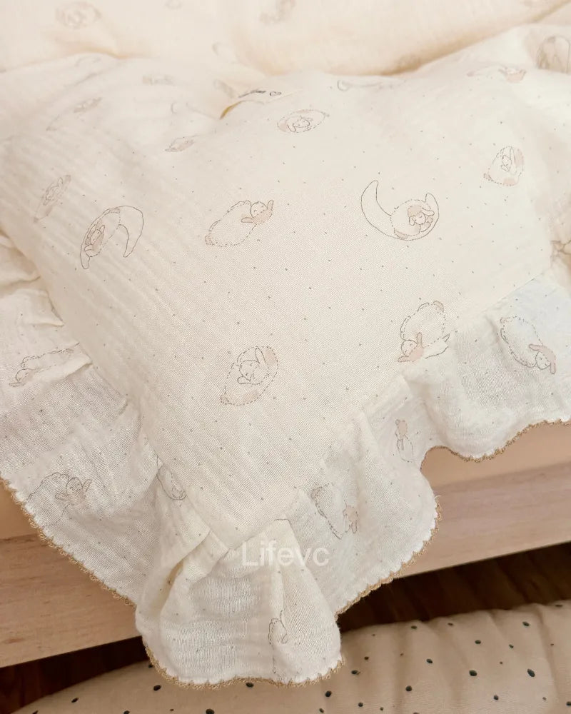 LC Washable Durable Cotton Muslin Ruffle Baby Toddler Pillowcase