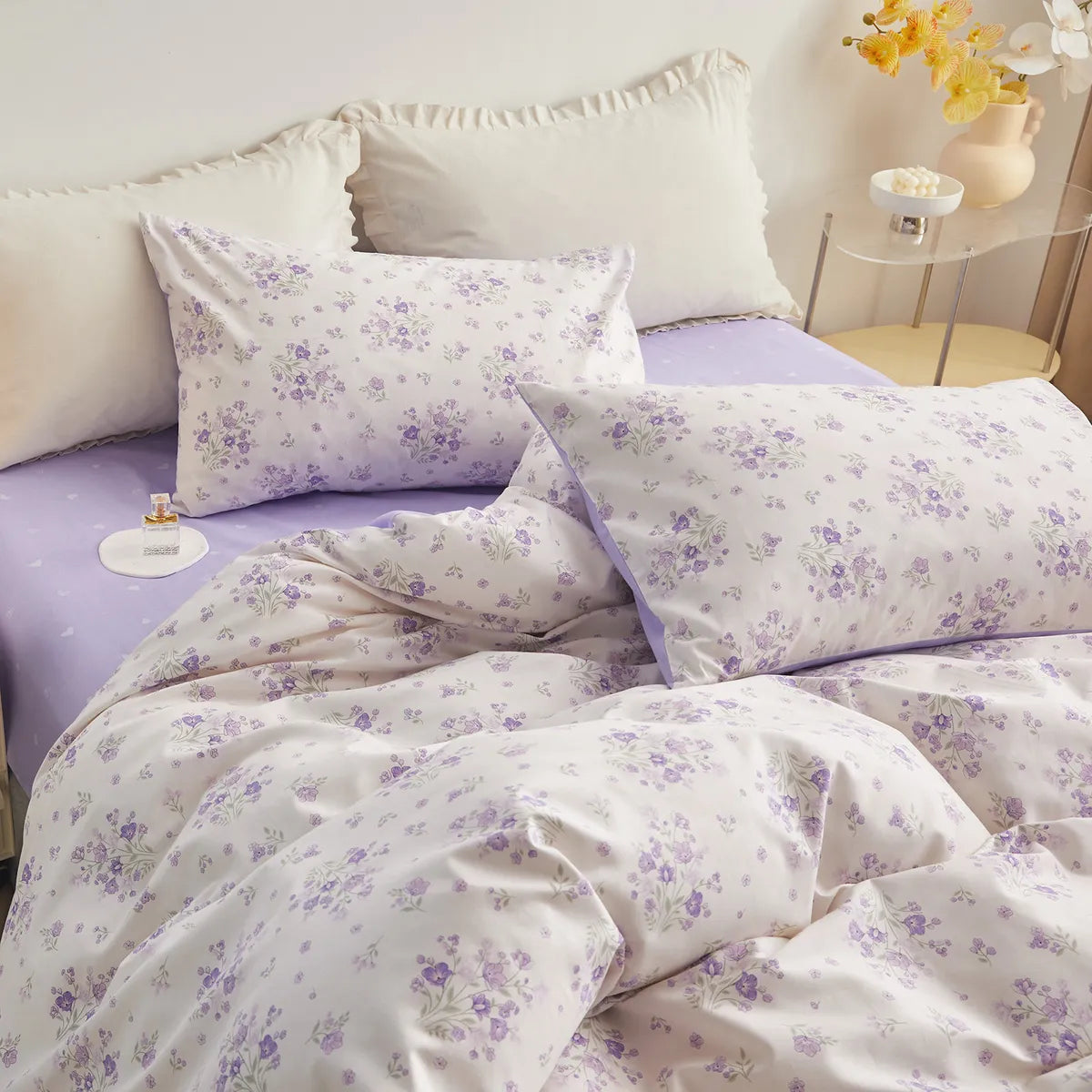 lavender flower bedding Queen Duvet Cover