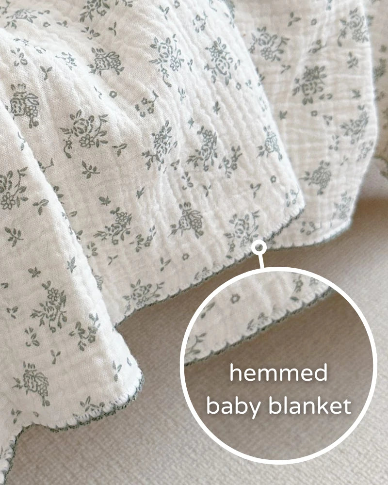 Lightweight Flower Bud 100% Cotton Muslin 4 Layers Cute Baby Blanket