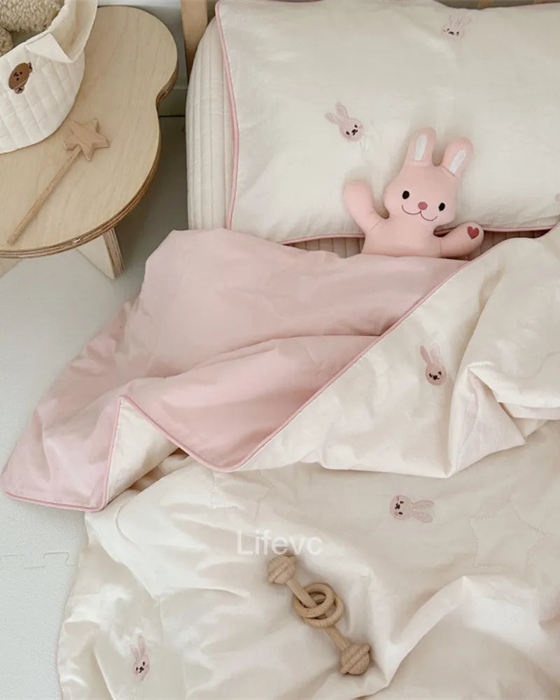 Little Bunny Soft 100% Washed Muslin Quilt with Piped Edges Baby Quilt