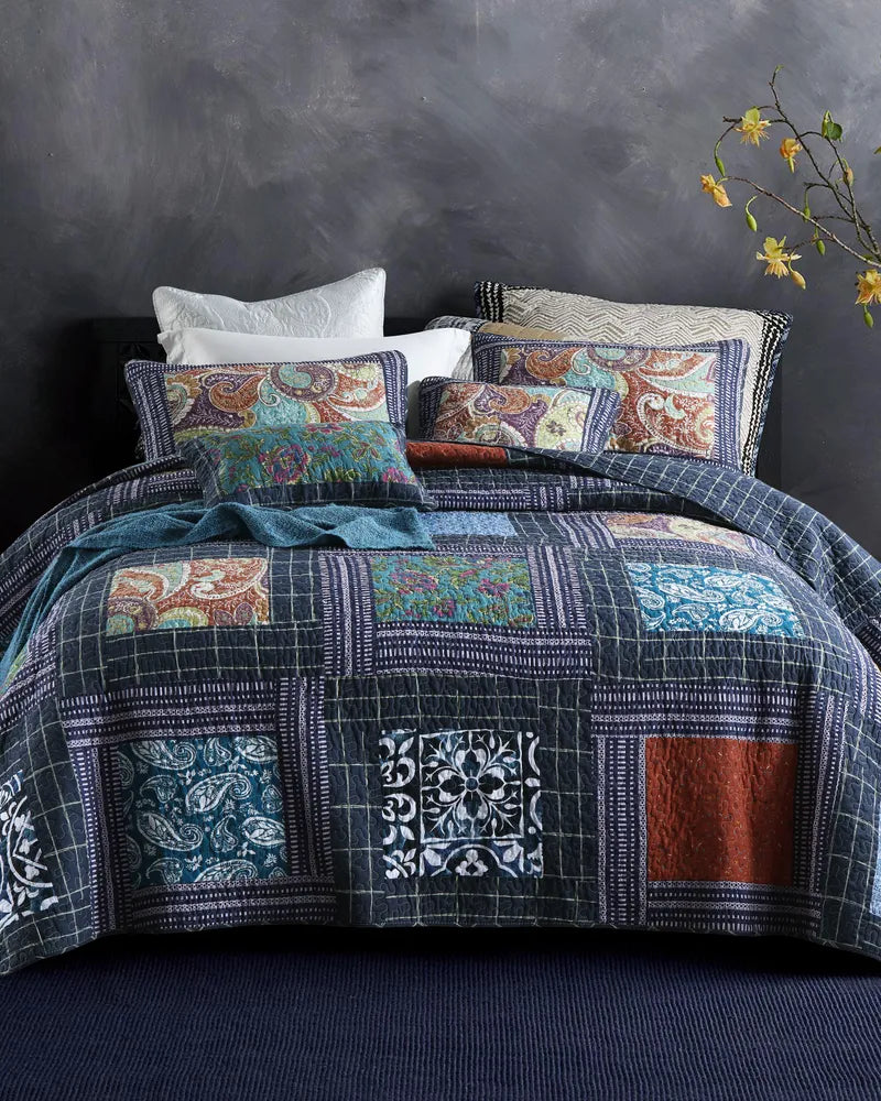 Paisley Haven Breathable Floral Patchwork 100% Cotton Quilt Set