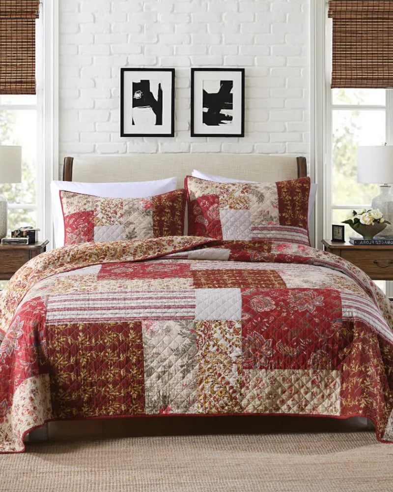 Patchwork Heaven Soft Skin-friendly Floral 100% Cotton Quilt Set