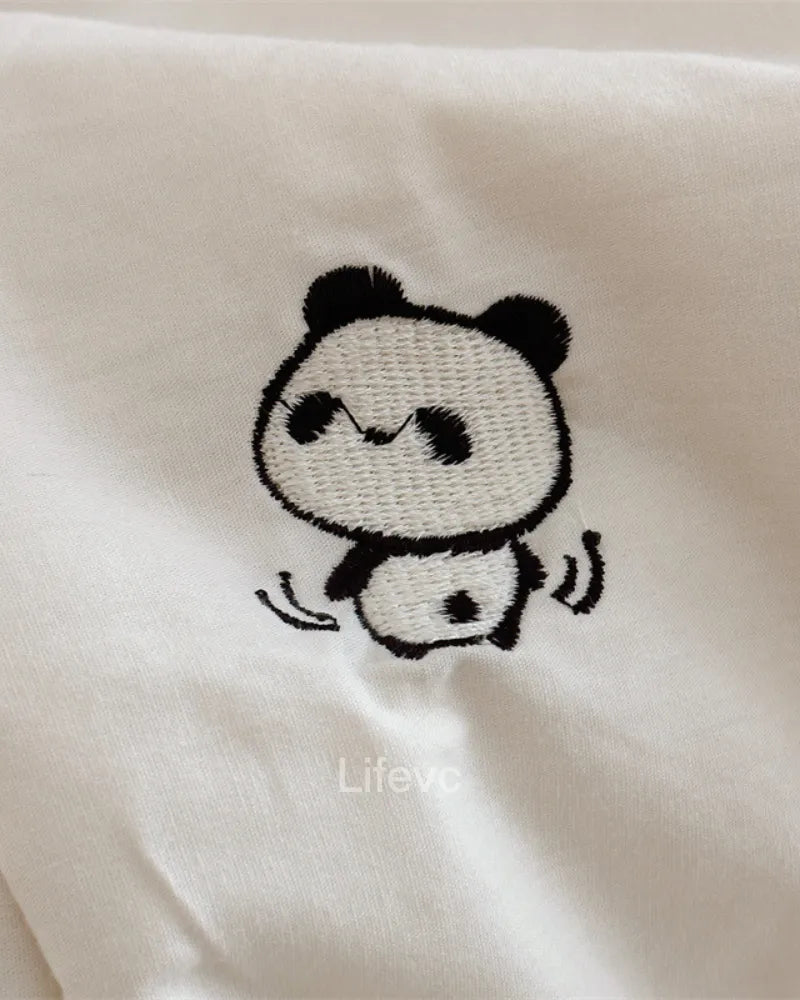 Playful Panda Cute 100% Washed Muslin Quilt with Piped Edges Baby Quilt