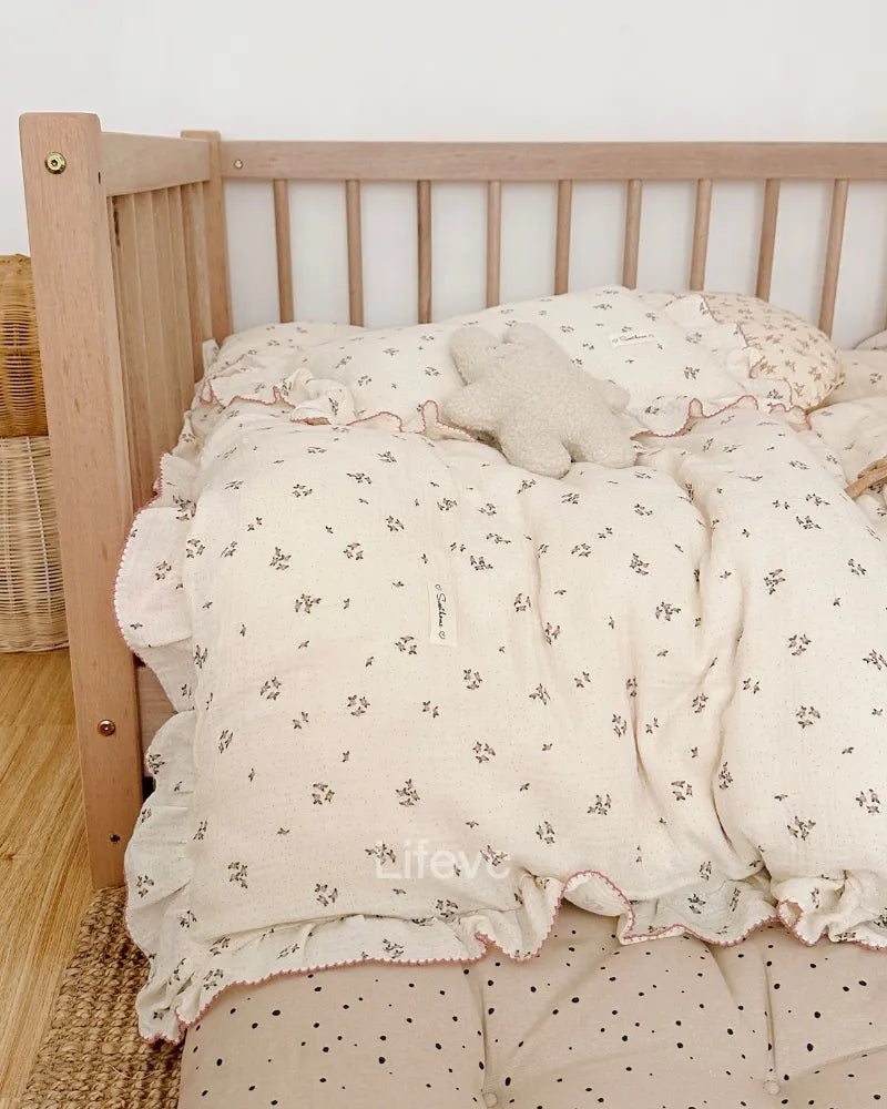 Primrose Whisper Lightweight Ruffled 100% Cotton Muslin Baby Duvet Cover