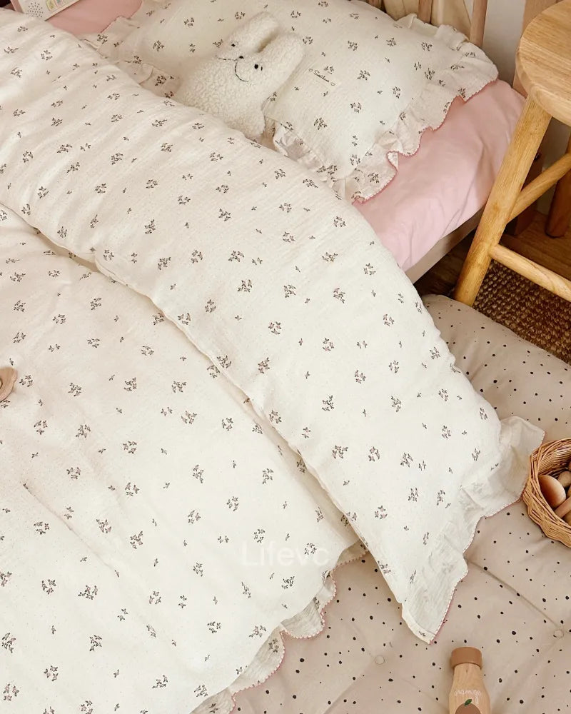 Primrose Whisper Lightweight Ruffled 100% Cotton Muslin Baby Duvet Cover