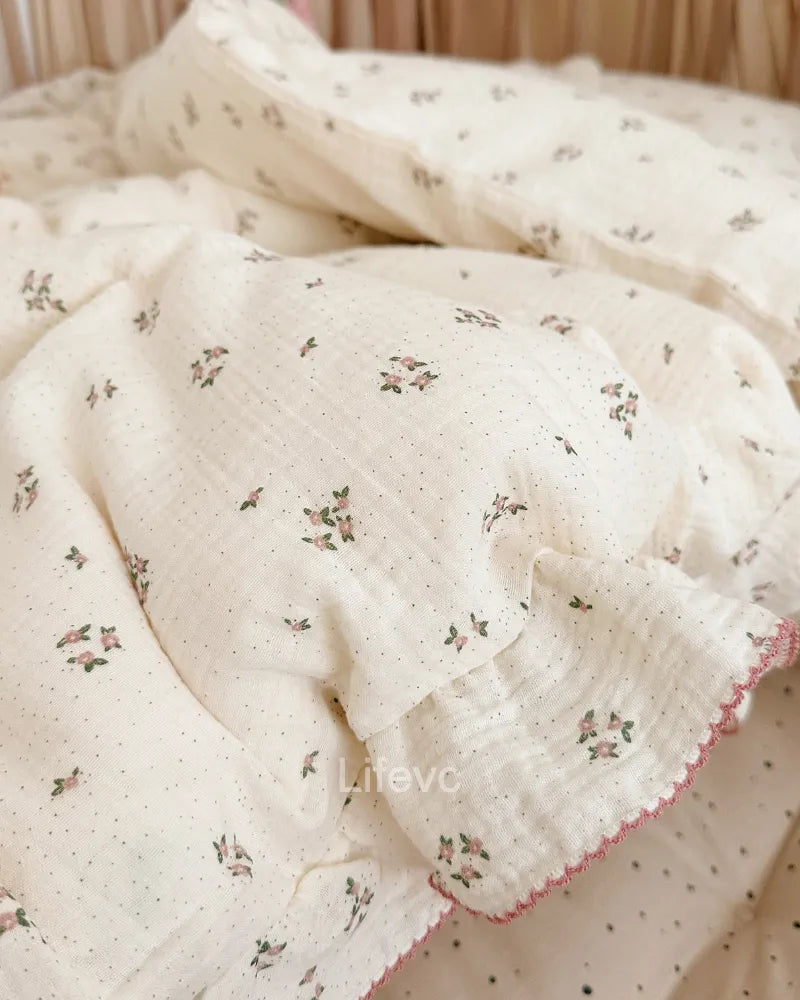 Primrose Whisper Lightweight Ruffled 100% Cotton Muslin Baby Duvet Cover