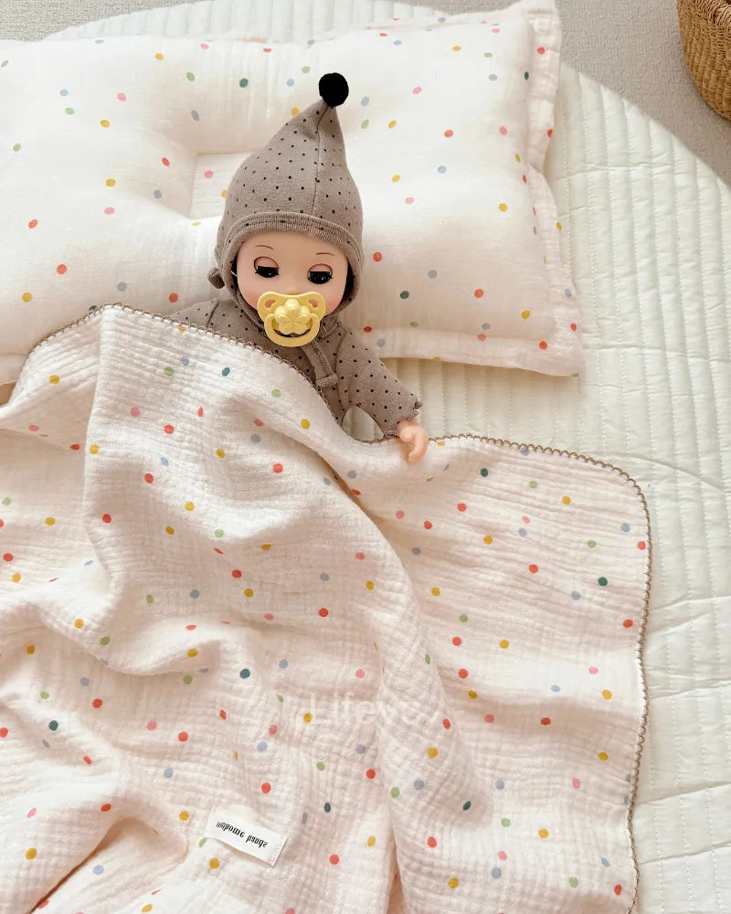 Rainbow Dots Cute 100% Cotton Muslin Colorful Baby Blanket