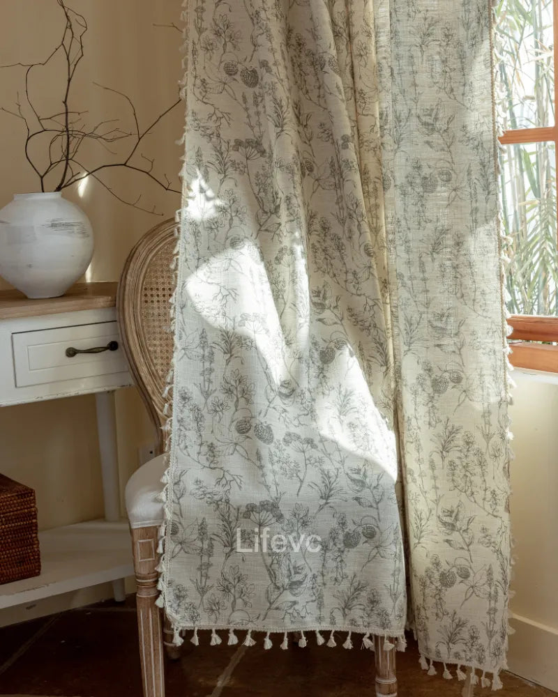 Raspberry Durable Wrinkle Resistant Vintage Floral Sheer Curtains