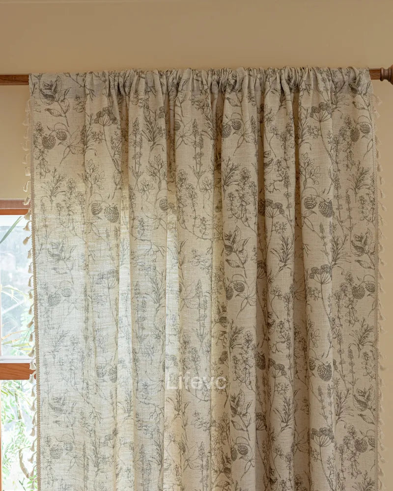 Raspberry Durable Wrinkle Resistant Vintage Floral Sheer Curtains