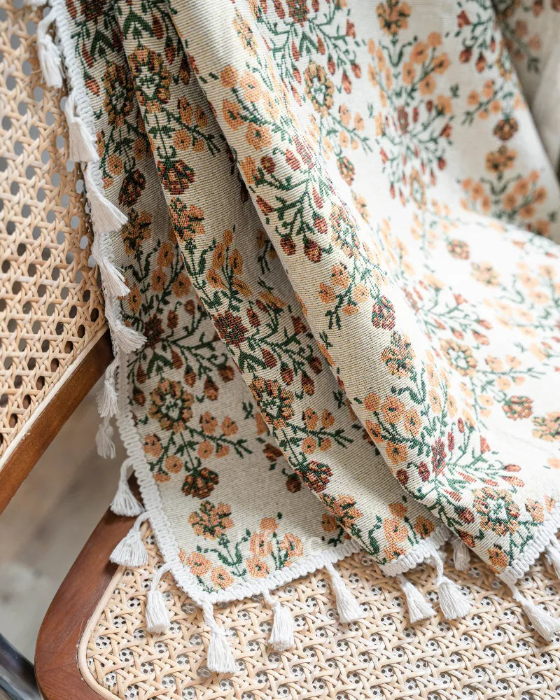 Secret Garden Boho Faux Linen Texture Floral Sheer Curtains
