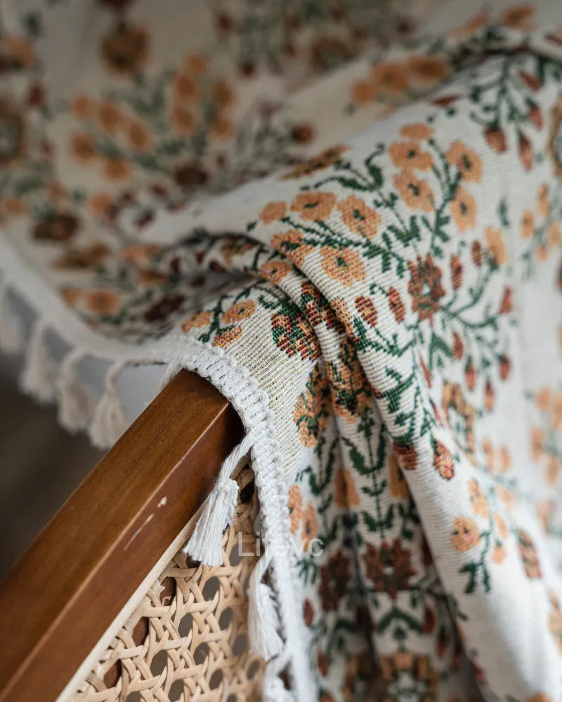 Secret Garden Boho Faux Linen Texture Floral Sheer Curtains