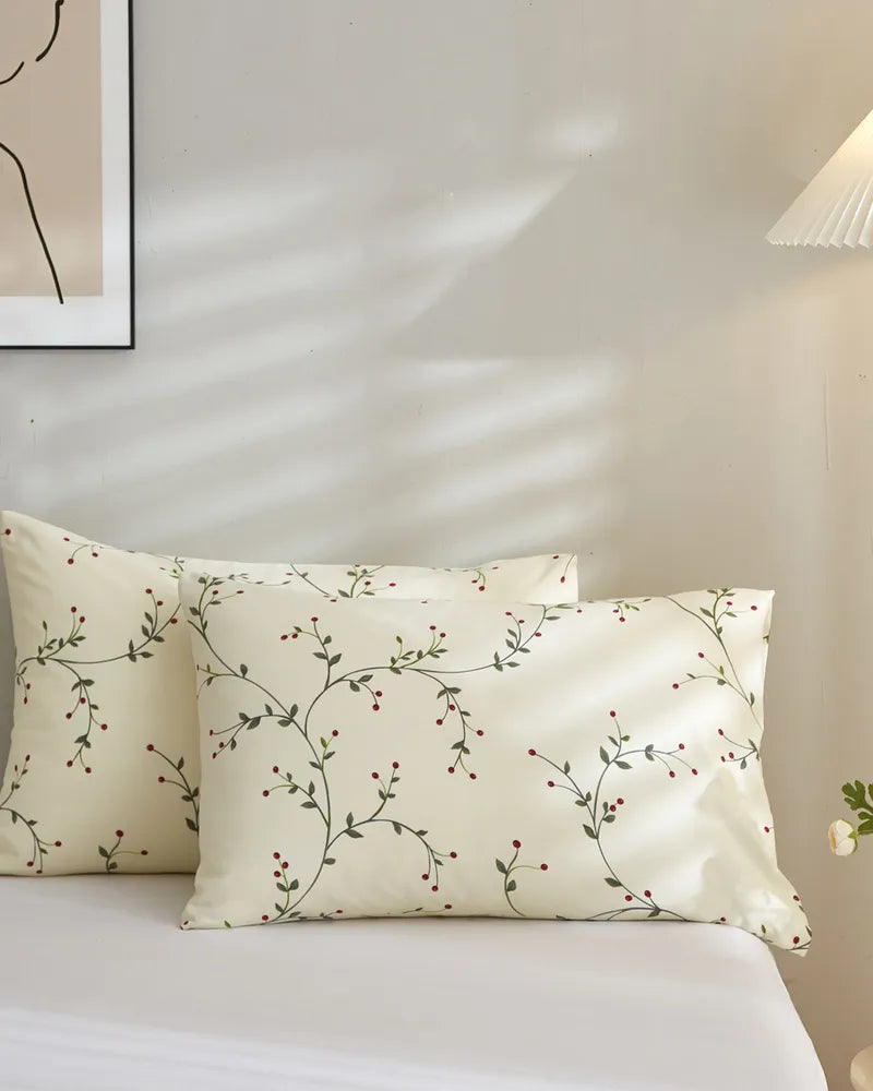 Calm Orchard Elegant Floral Microfiber Sheet and Pillowcase Set