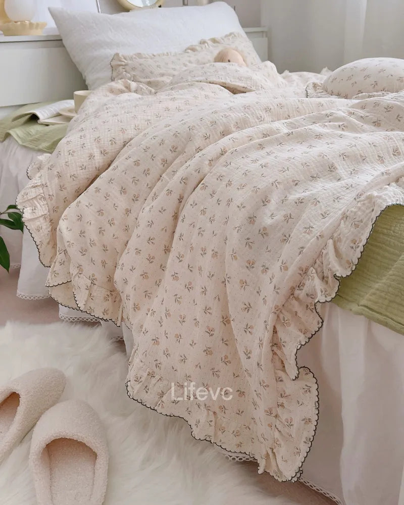 Spring Bud Soft 100% Cotton Muslin Ruffled Baby Duvet Cover