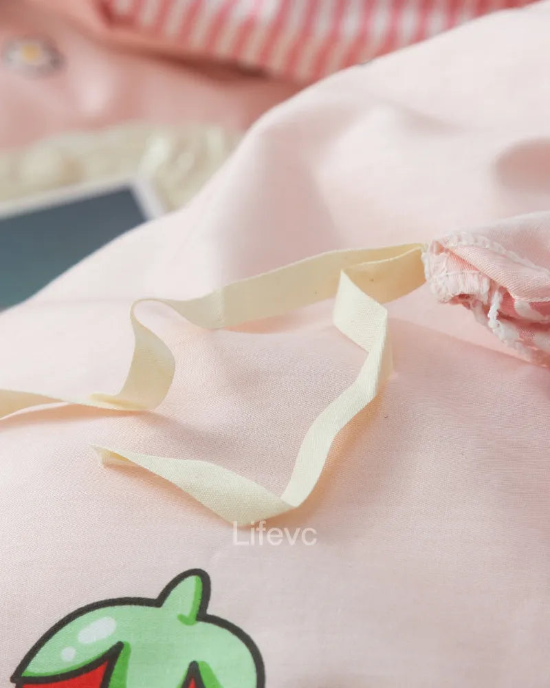 Sweet Snuggles Cute Strawberry 100% Cotton Duvet Cover Set